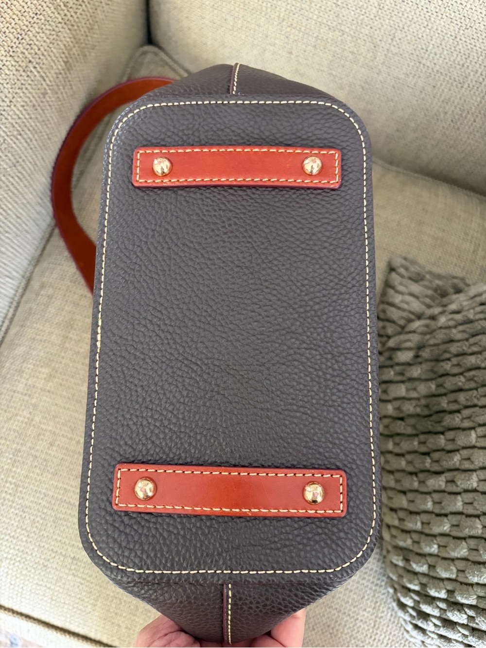 Dooney & Bourke Brown Leather Drawstring Bucket Bag - Picture 4 of 7